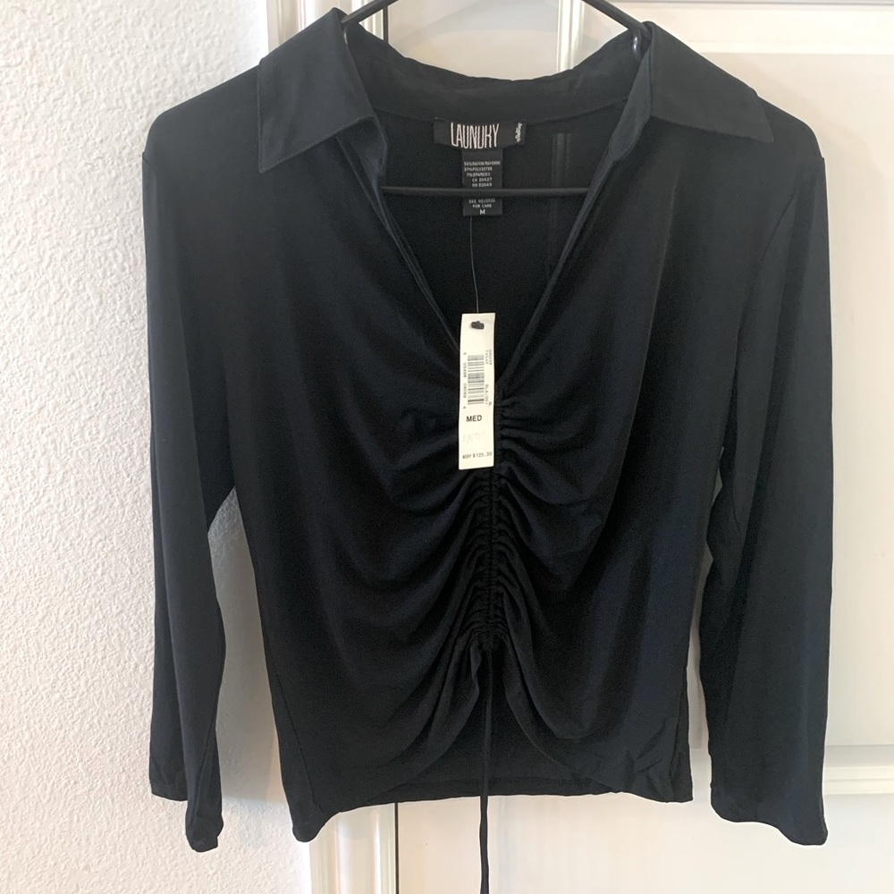 LAUNDRY Black Long Sleeve Blouse